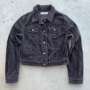 Cielo Jeans USA Womens Cropped Corduroy Trucker Jacket Dark Gray Size‎ M